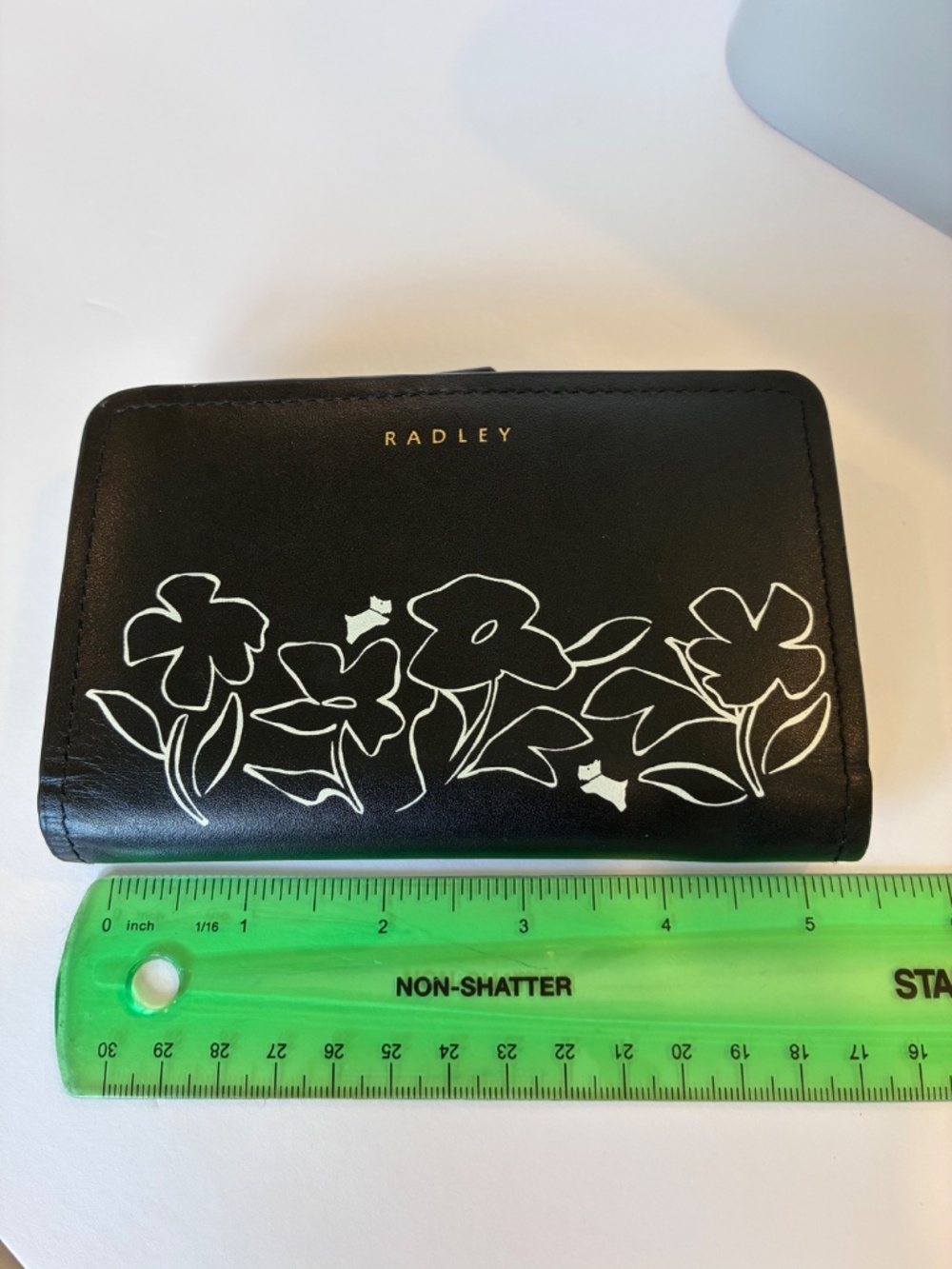 Radley London Black Floral Leather Wallet Wristlet Zip Around - Picture 7 of 14